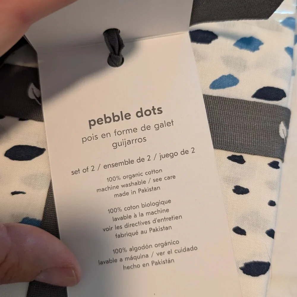 West Elm Organic Pebble Dots Pillowcase, Standard, Set of 2 - Midnight - NWT